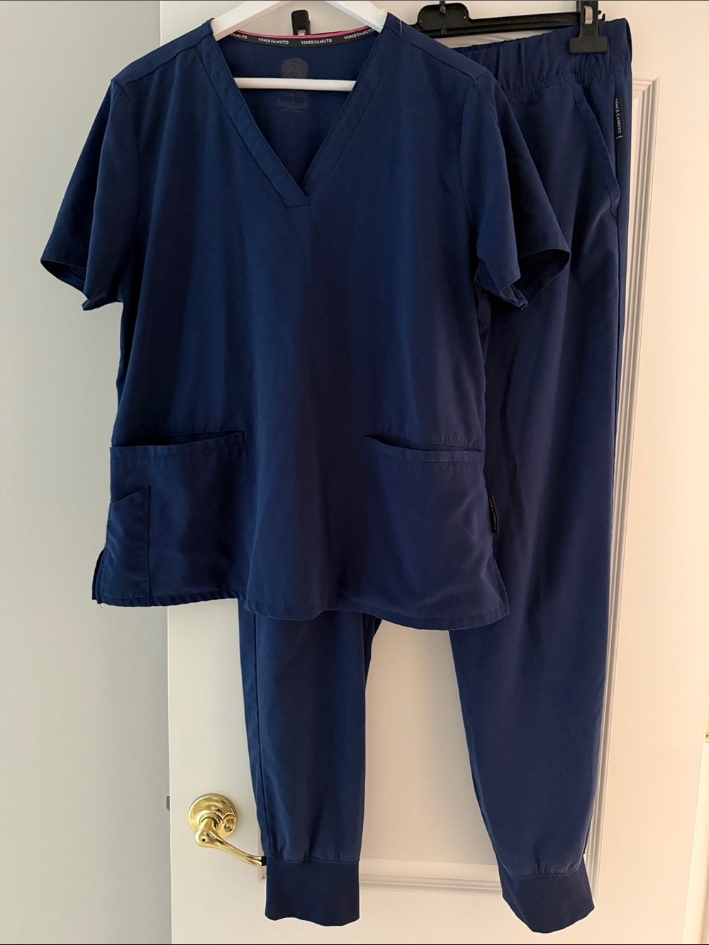 Tall Vince Camuto Navy Scrub Top and Tall Pants Set